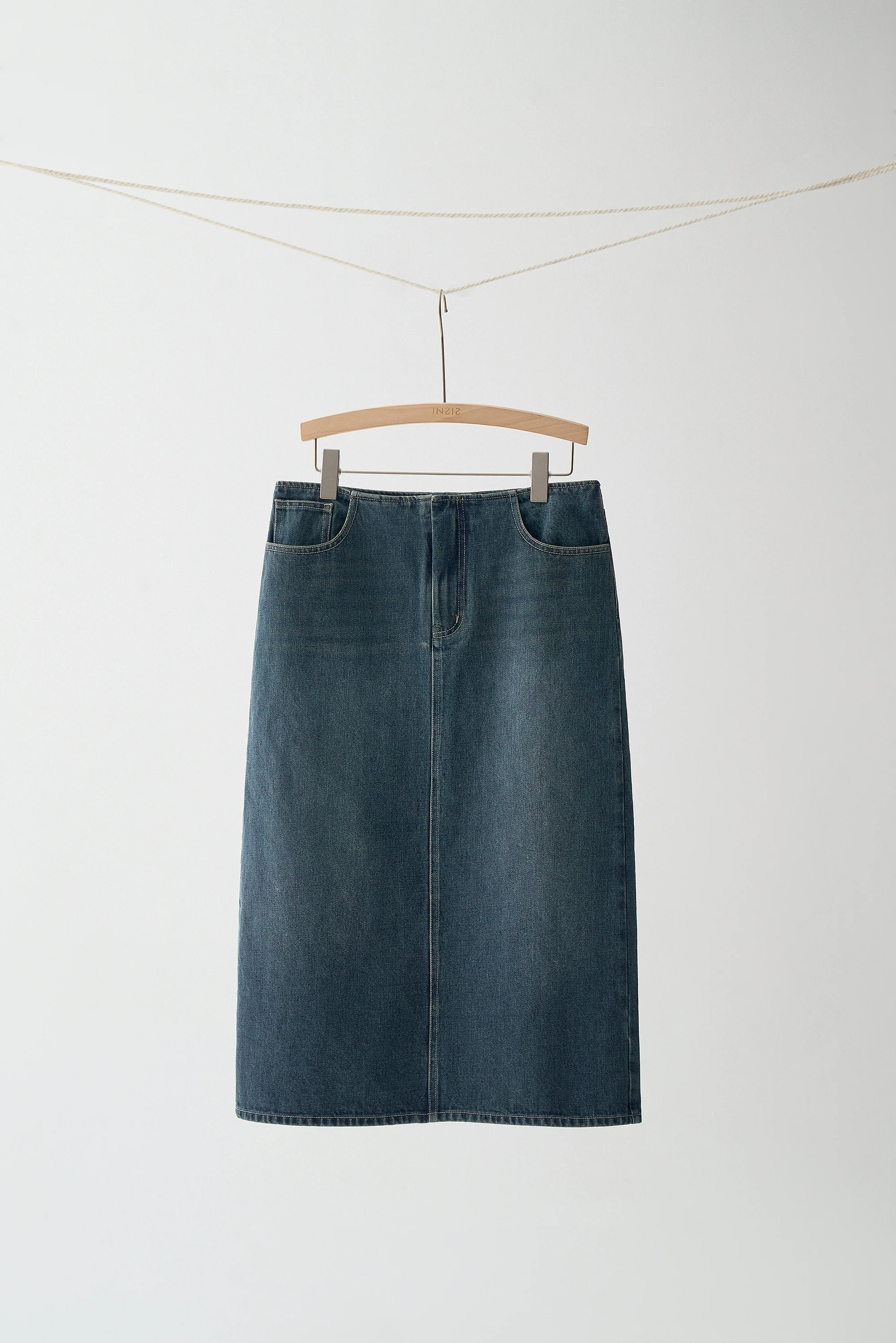 Cotton Denim Midi Skirt - Image 2