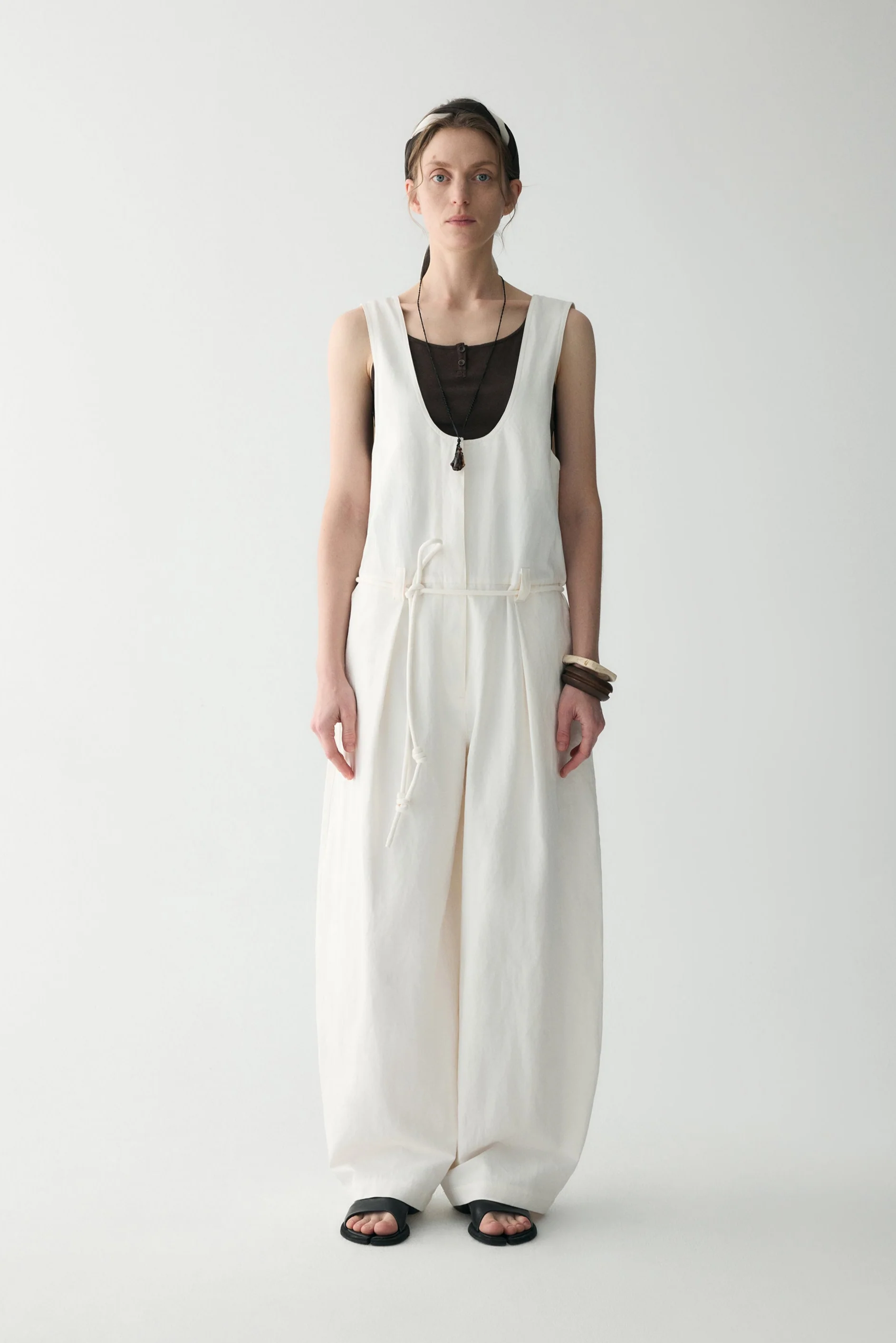 Curved Cotton-linen Jumpsuit - Image 3