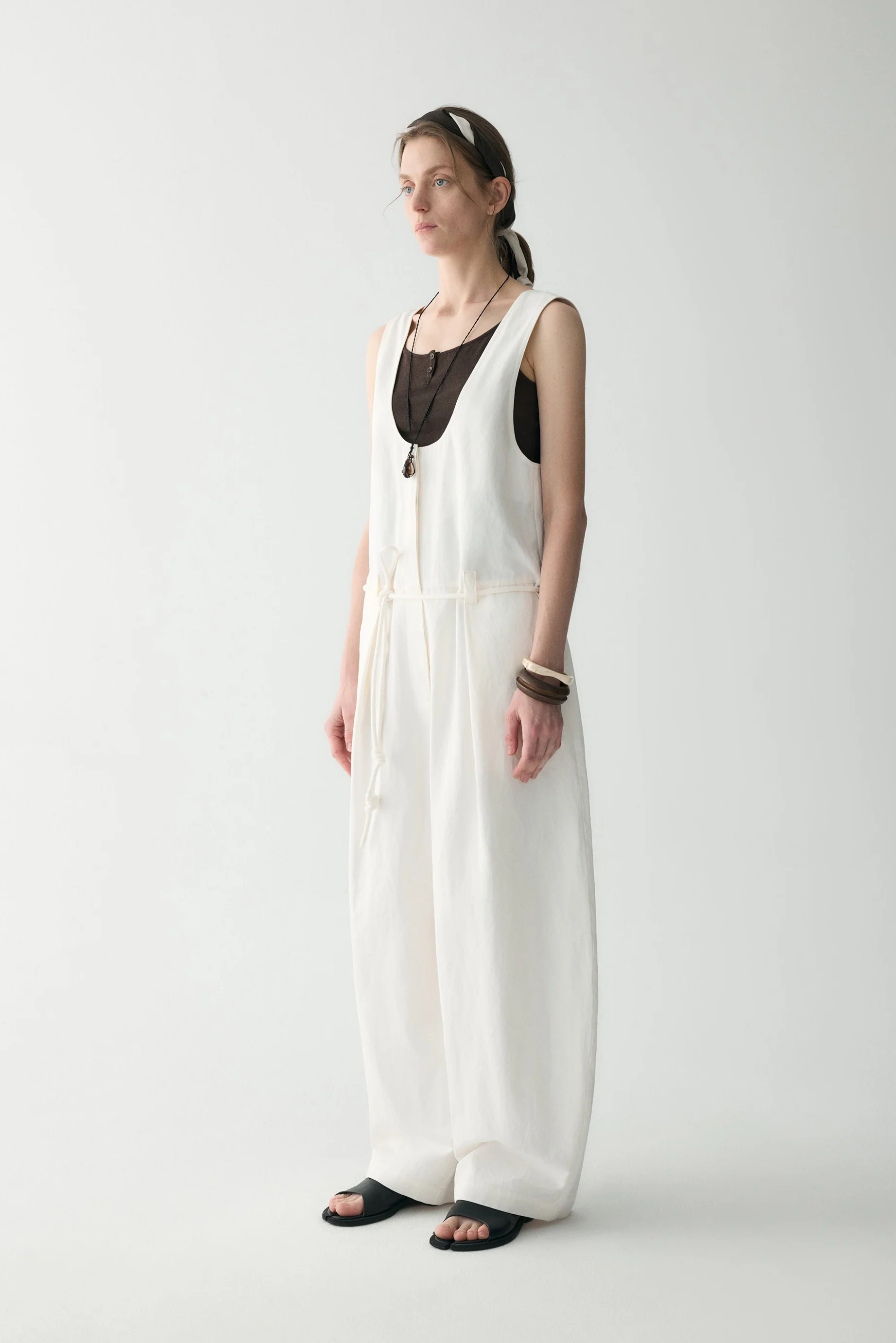 Curved Cotton-linen Jumpsuit - Image 4