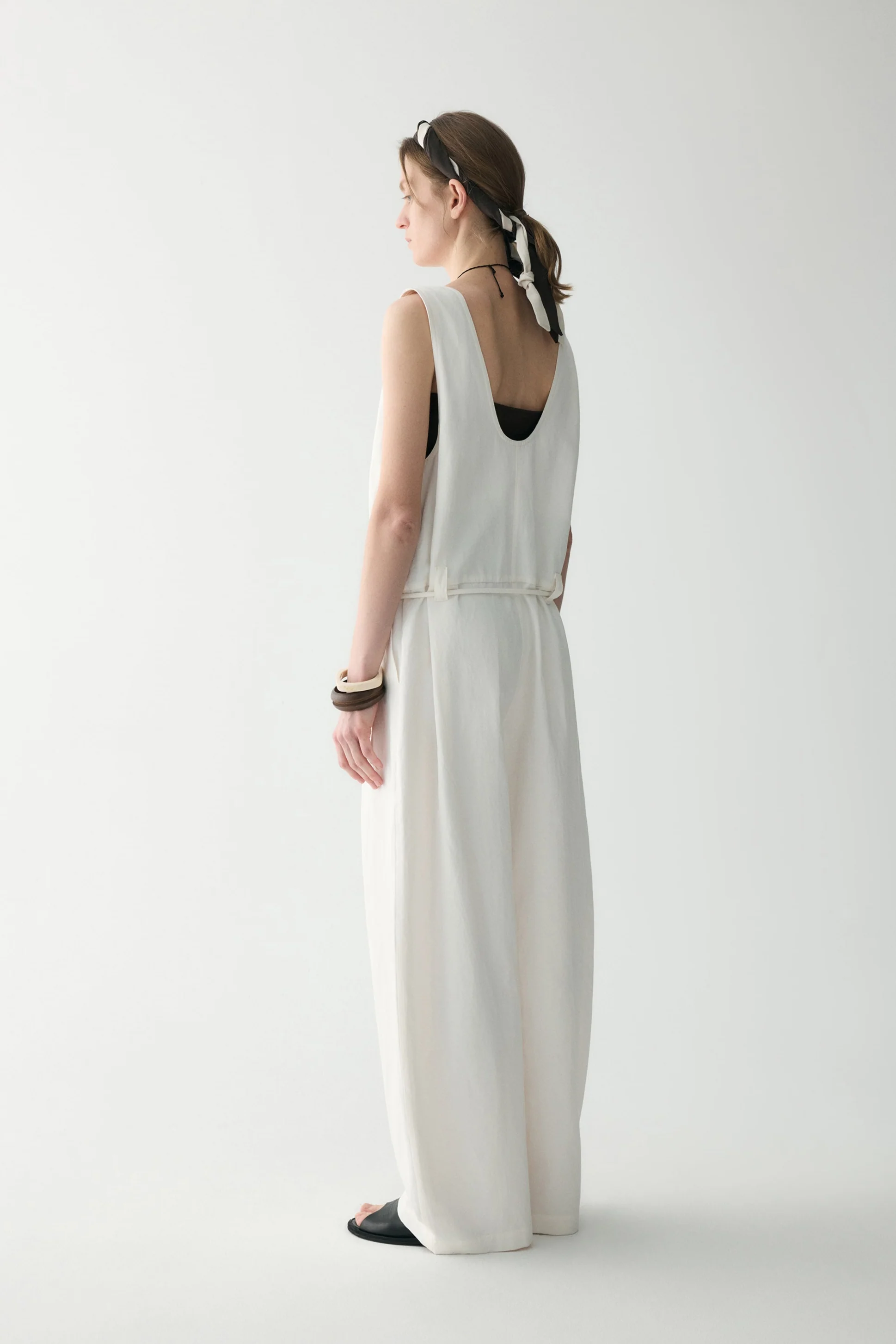 Curved Cotton-linen Jumpsuit - Image 5