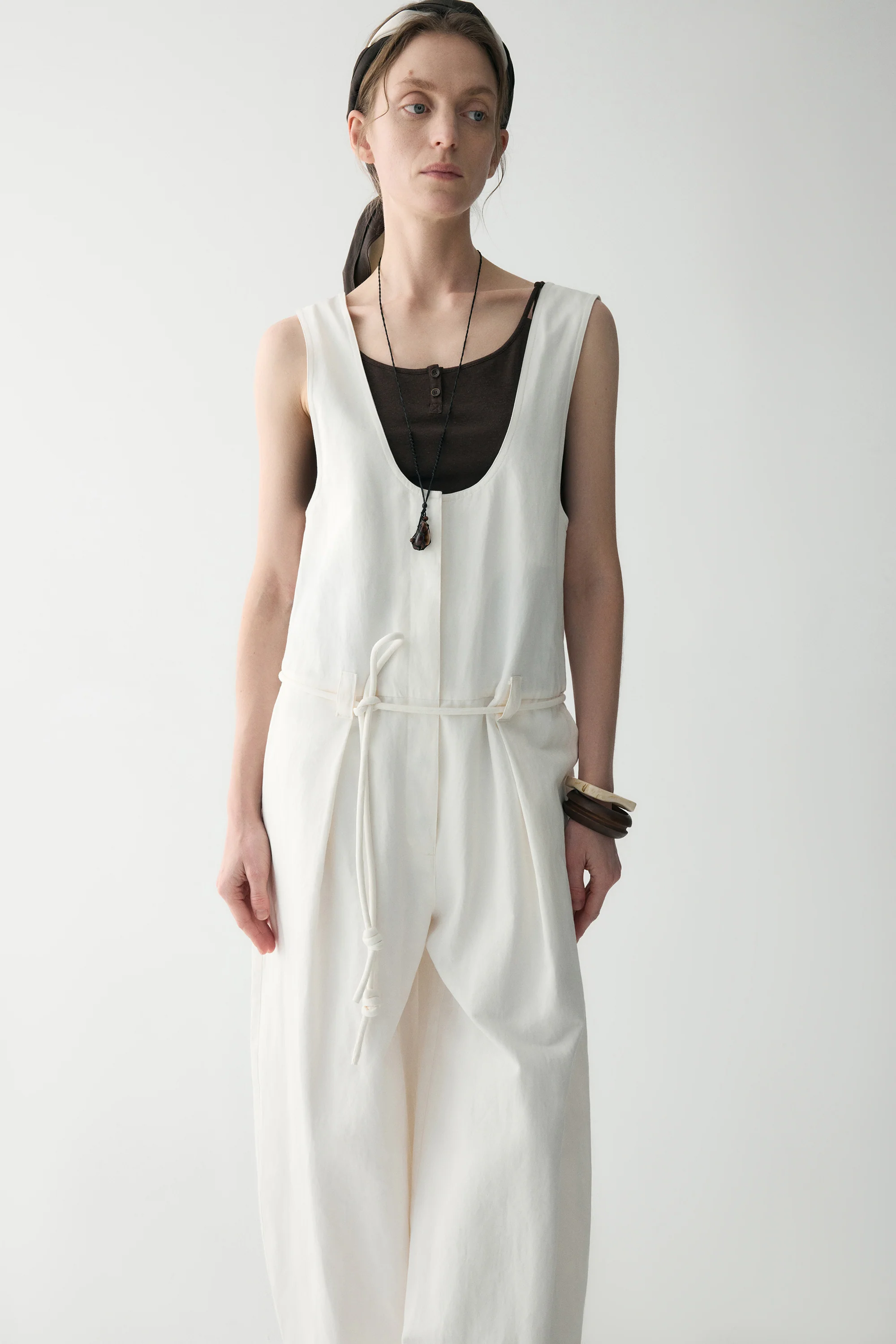 Curved Cotton-linen Jumpsuit - Image 7