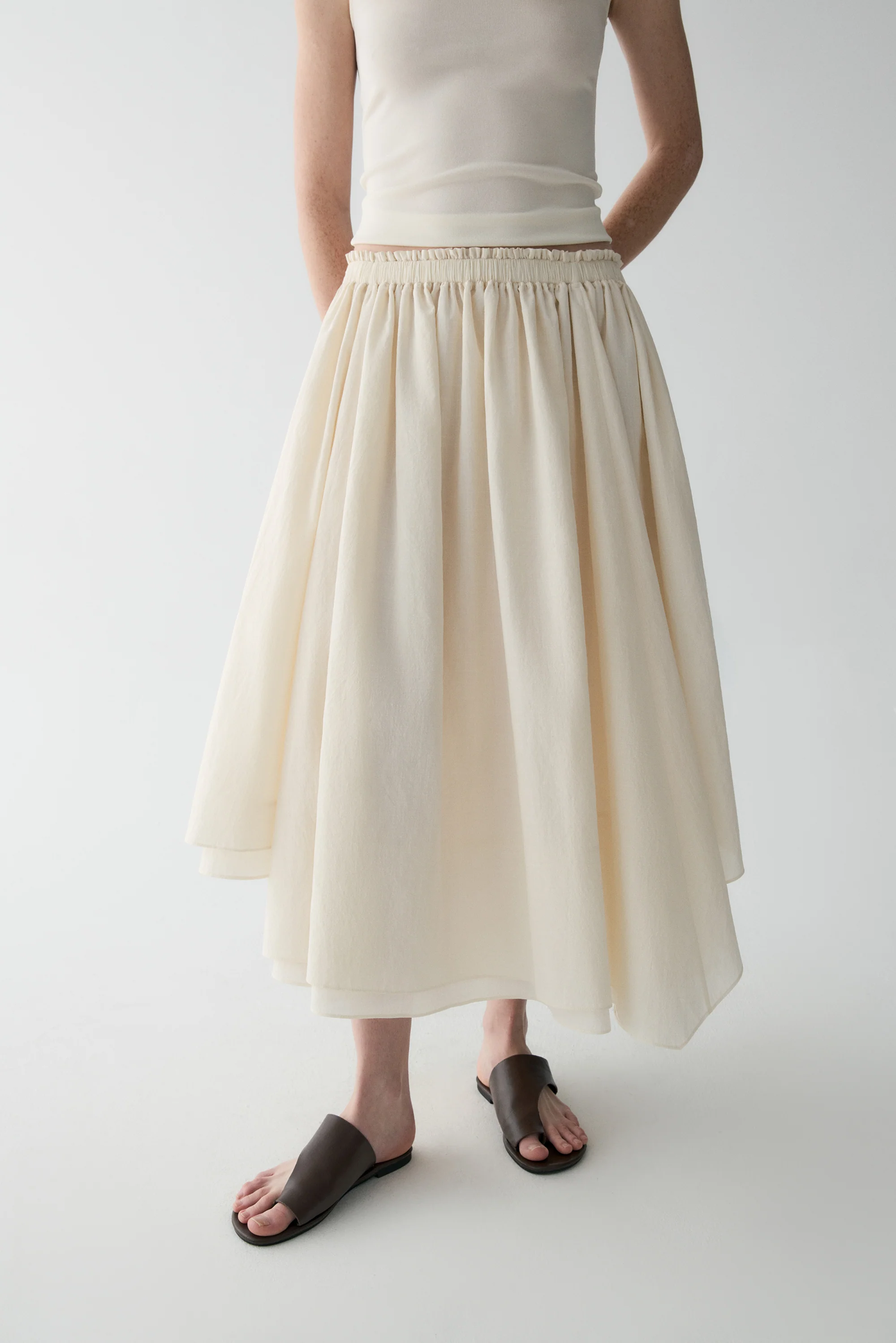 Asymmetrical Curved Cotton Skirt - Image 8