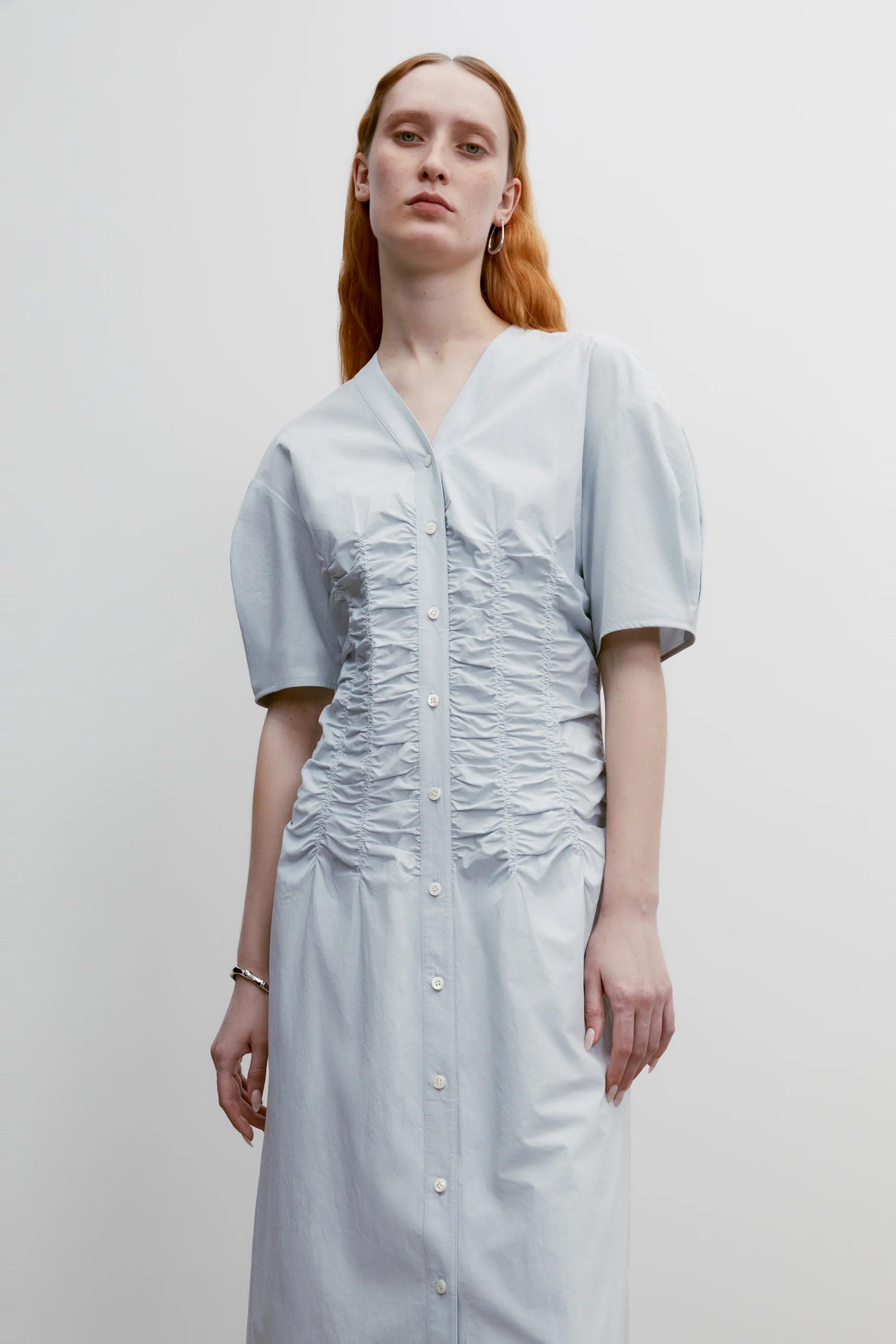 Gathered Cotton Dress - Image 15