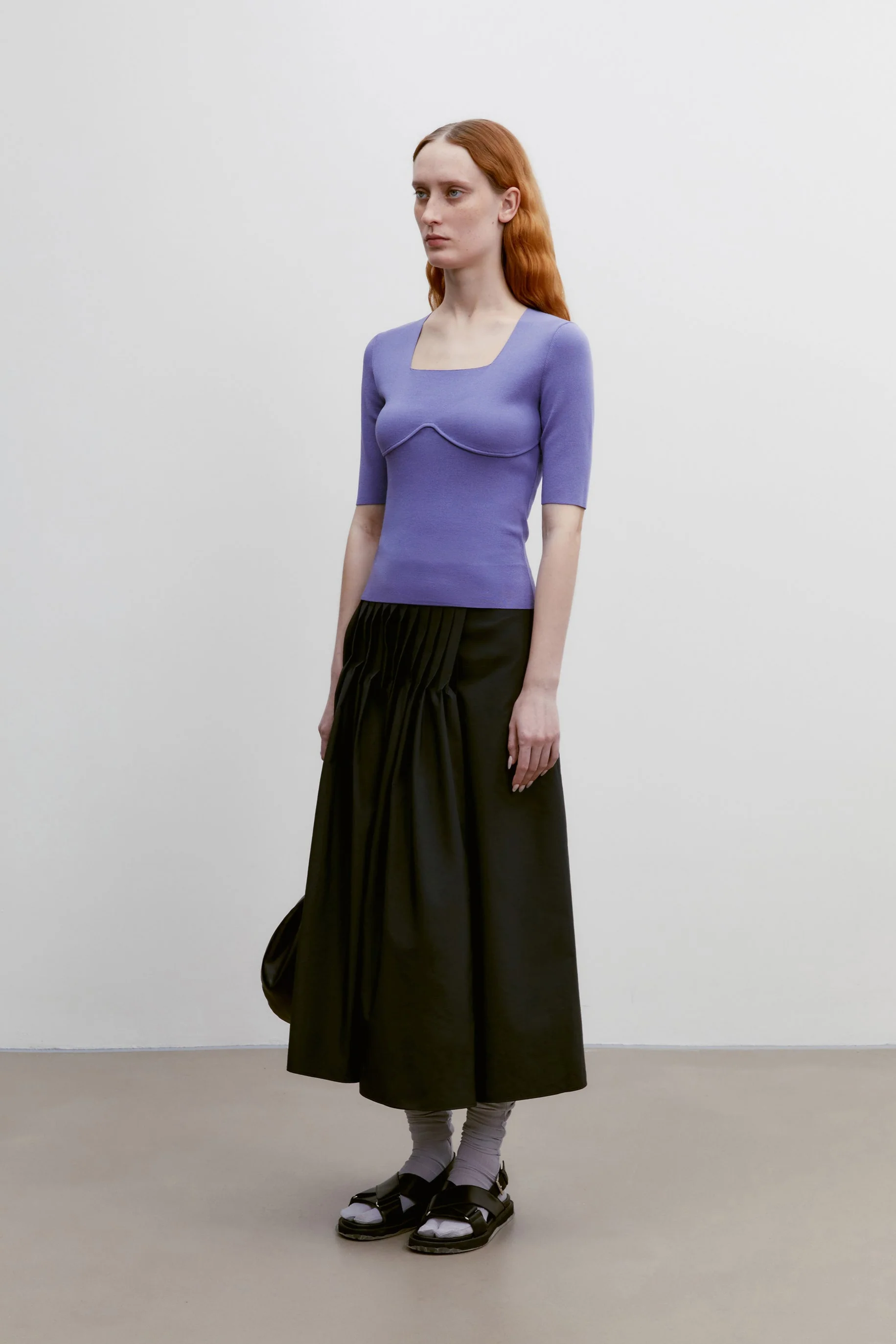 [Final Sale] Square-neck Knitted Tee - Image 12