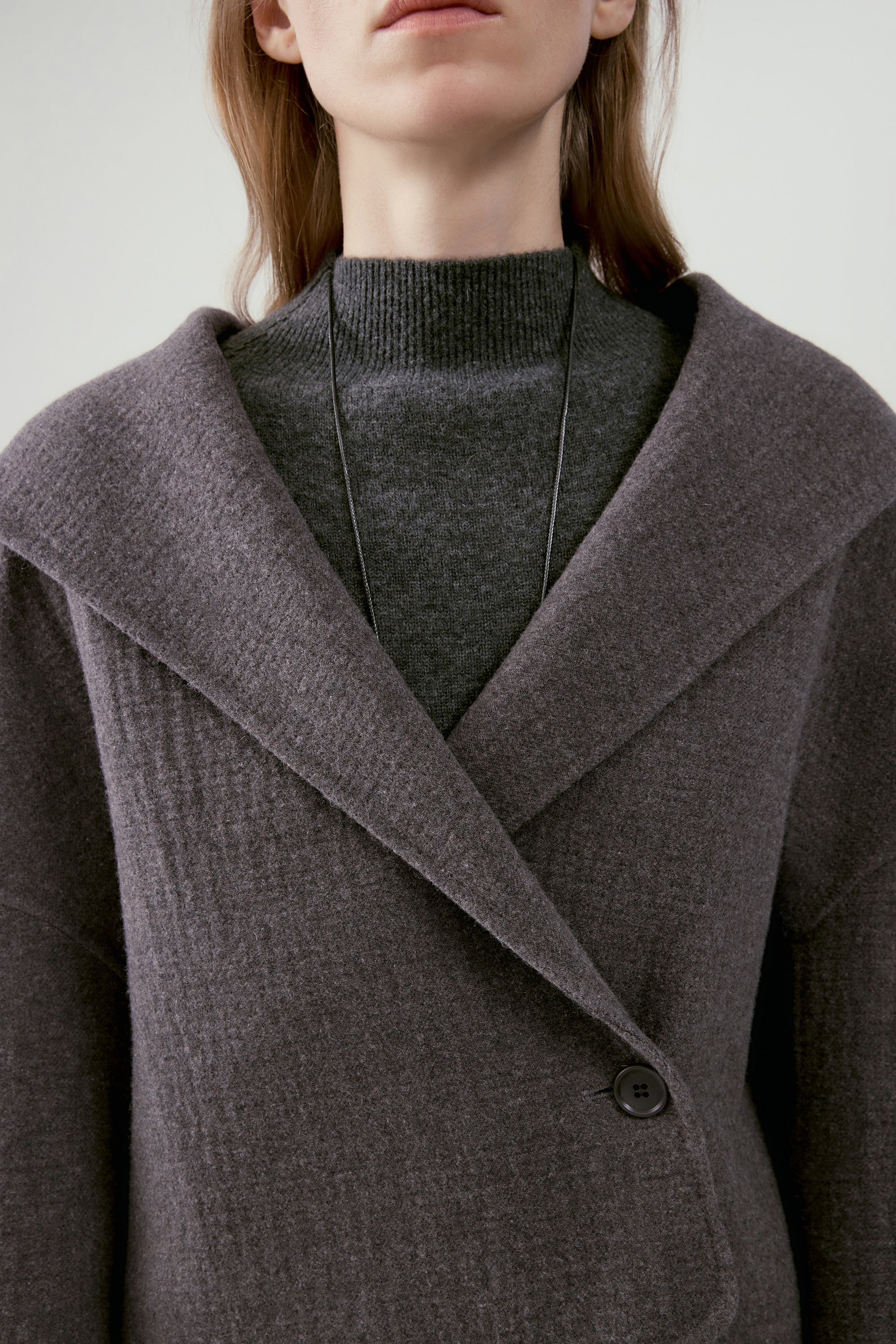 Wool Hooded Short Warp Coat - Image 15