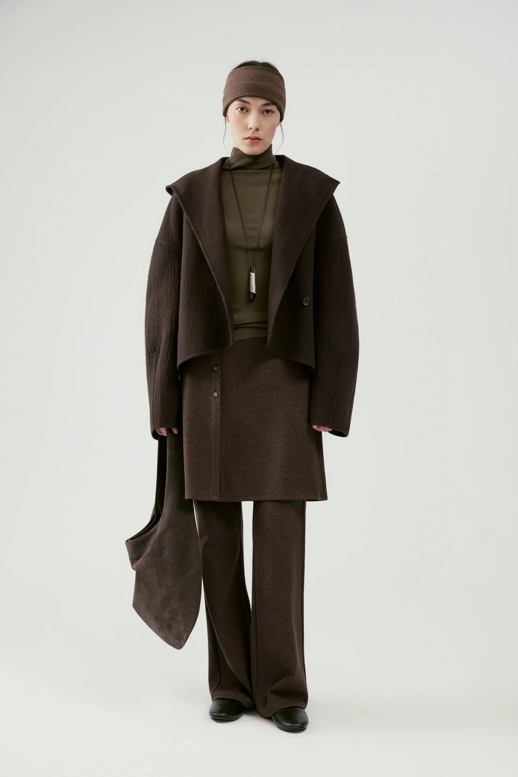 Wool Hooded Short Warp Coat - Image 4
